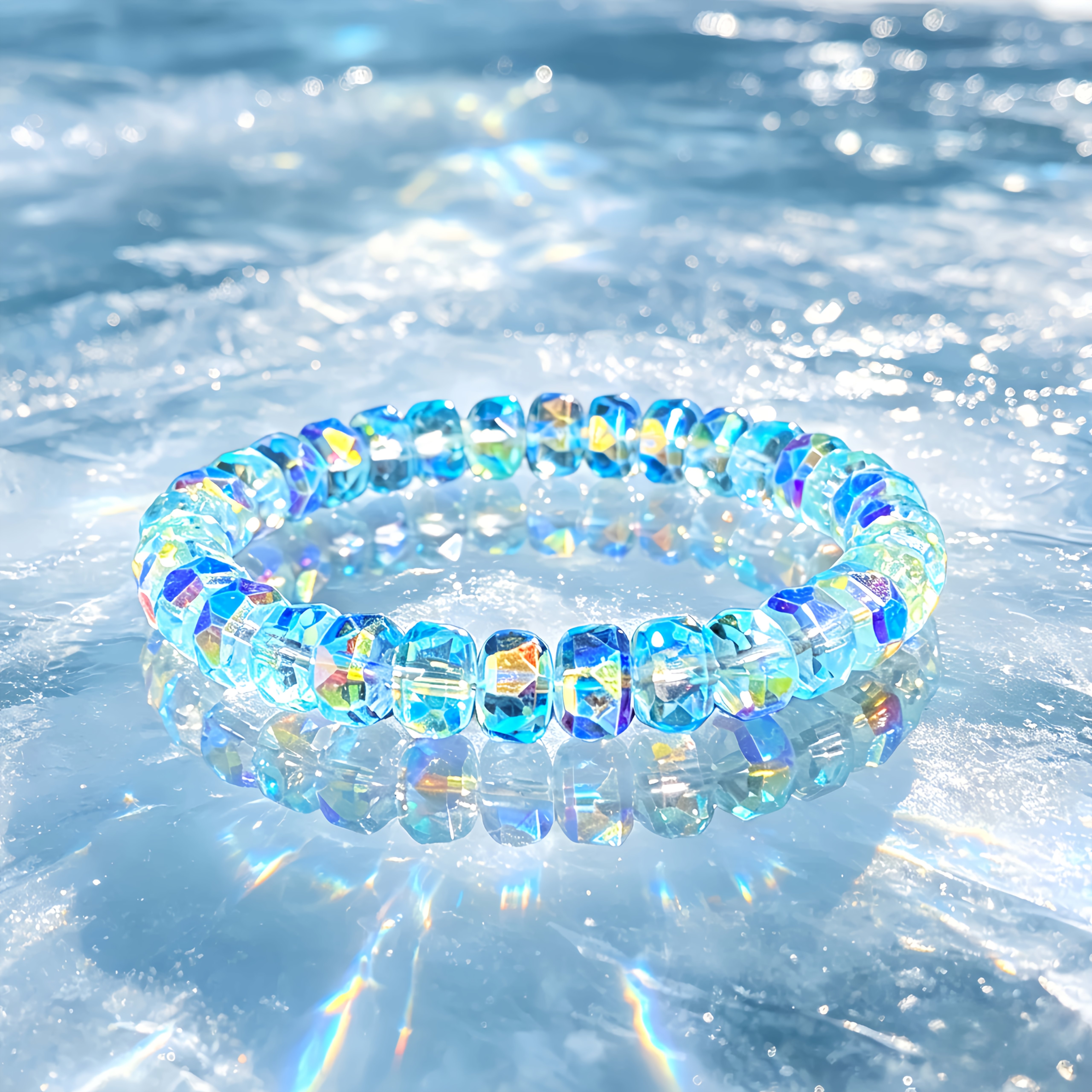 Women's Iridescent Sea Blue Bangle, Easy Luxury